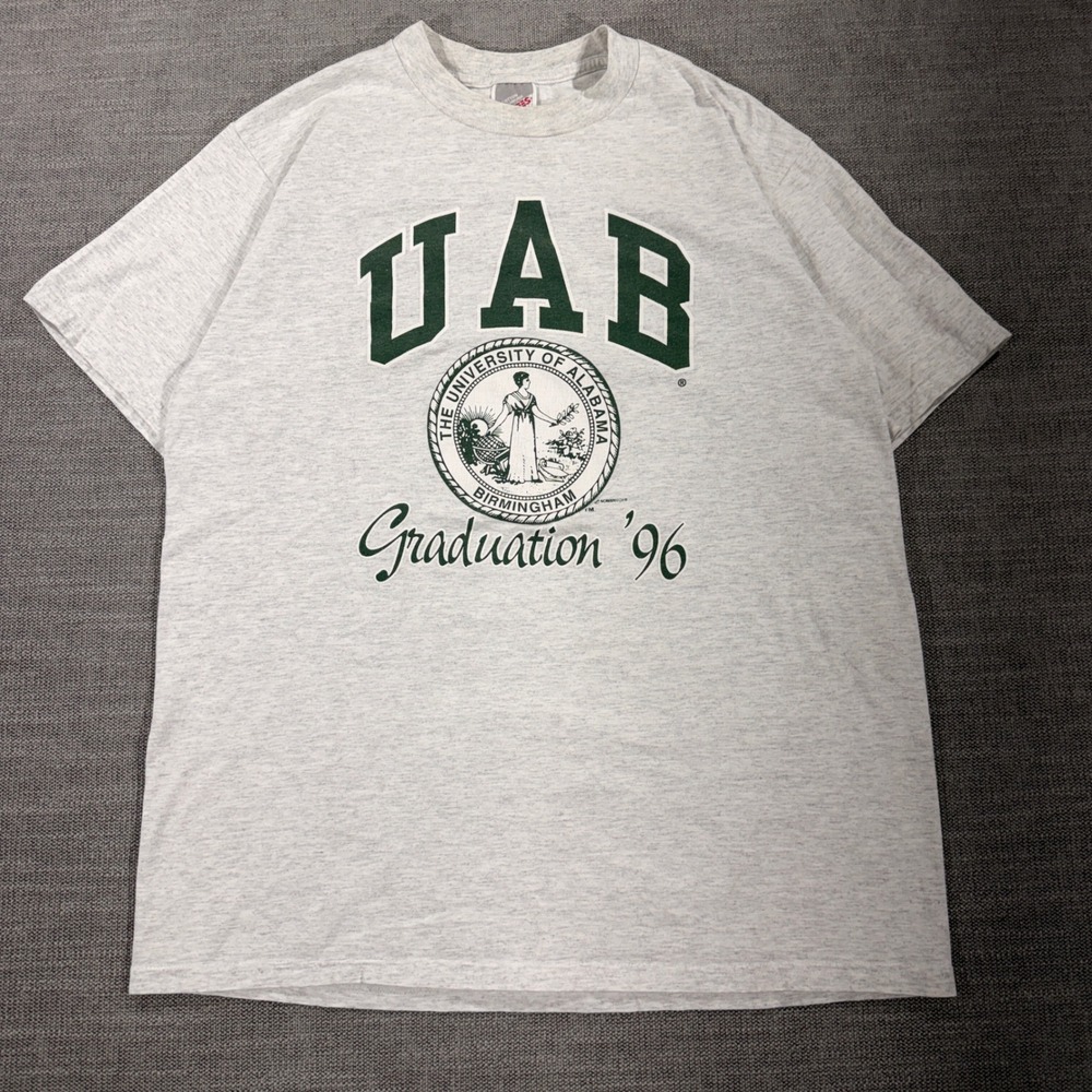 Jerzees UAB Graduation 96 T-Shirt Mens Large Gray Excellent Vintage 90s Graphic